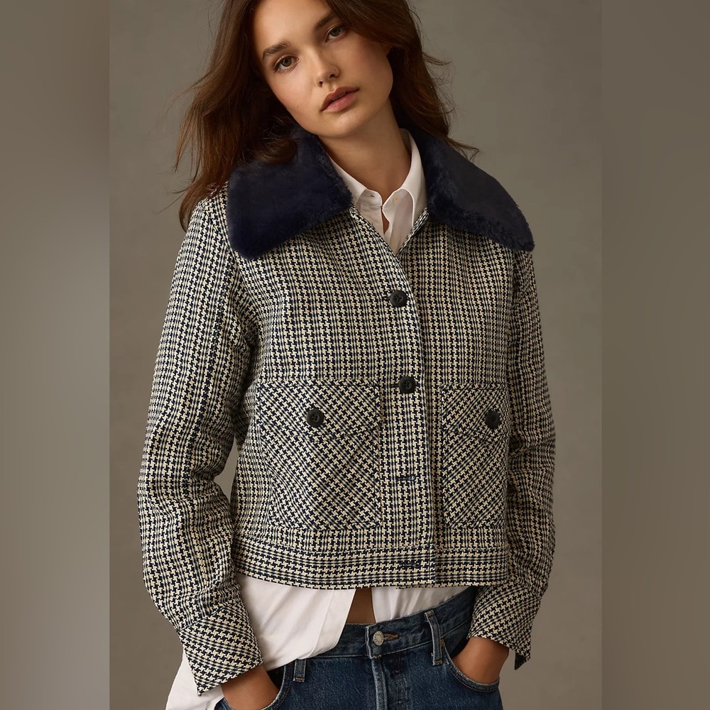 Maeve Tweed Faux Fur-Collar Jacket